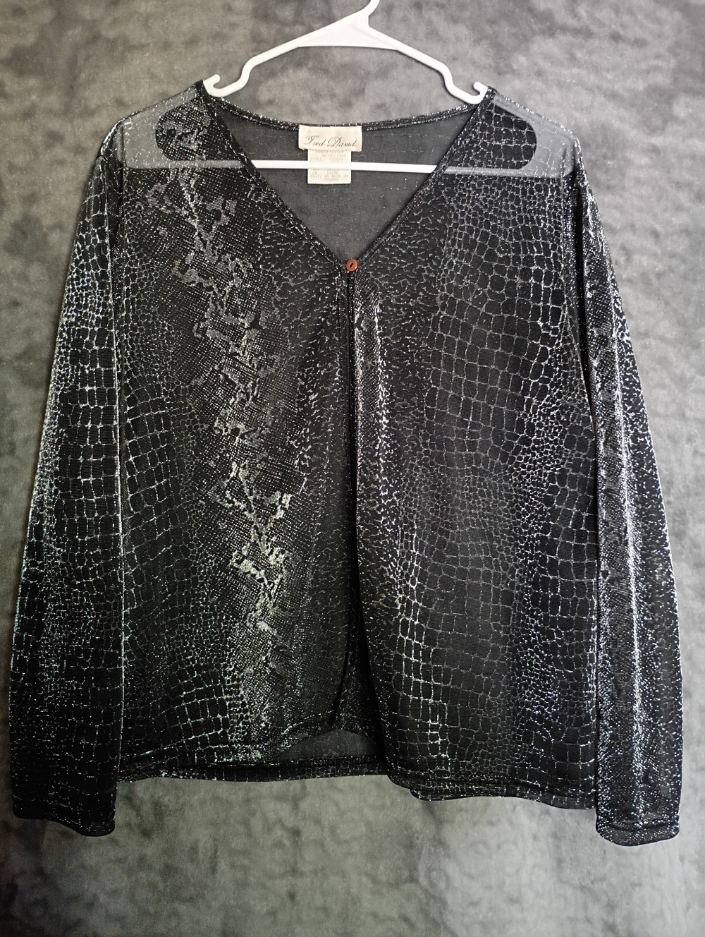 Vintage Fred David large sheer cardigan swimsuit cover up duster